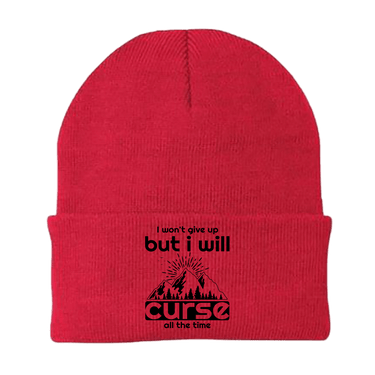 Hiking I Won't Give Up But I Will Curse Embroidered Beanie